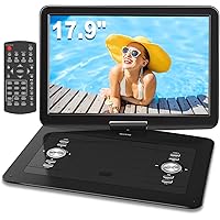 WONNIE 17.9" Portable DVD Player with 15.4" Large HD Swivel Screen, 6 Hours Rechargeable Battery, DVD Player Portable Support
