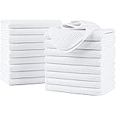POLYTE Premium Microfiber Kitchen Dish Hand Towel Waffle Weave 18 Pack (16x28 in, White)