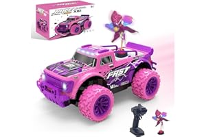 iDrone Remote Control Car, Pink RC Car for Girls High Speed 2.4GHz Off Road Racing Cars with LED Light for Kids, Remote Control Truck with Windmills, RC Car Toys Gifts for Girls with LED Light