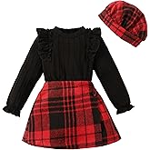 Toddler Girl Clothes Outfit Shirt Top Plaid Mini Skirt Outfits Set Little Girl Dresses Kids Clothes for Girls 18M-8T