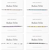 QIMGIC Morse Code Bracelet for Women - 6pcs Badass Tribe Adjustable Bracelets with Decorative Card for Friends Sister Couples, Funny Inspirational Morse Code Handmade Jewelry Gift for Birthday Team