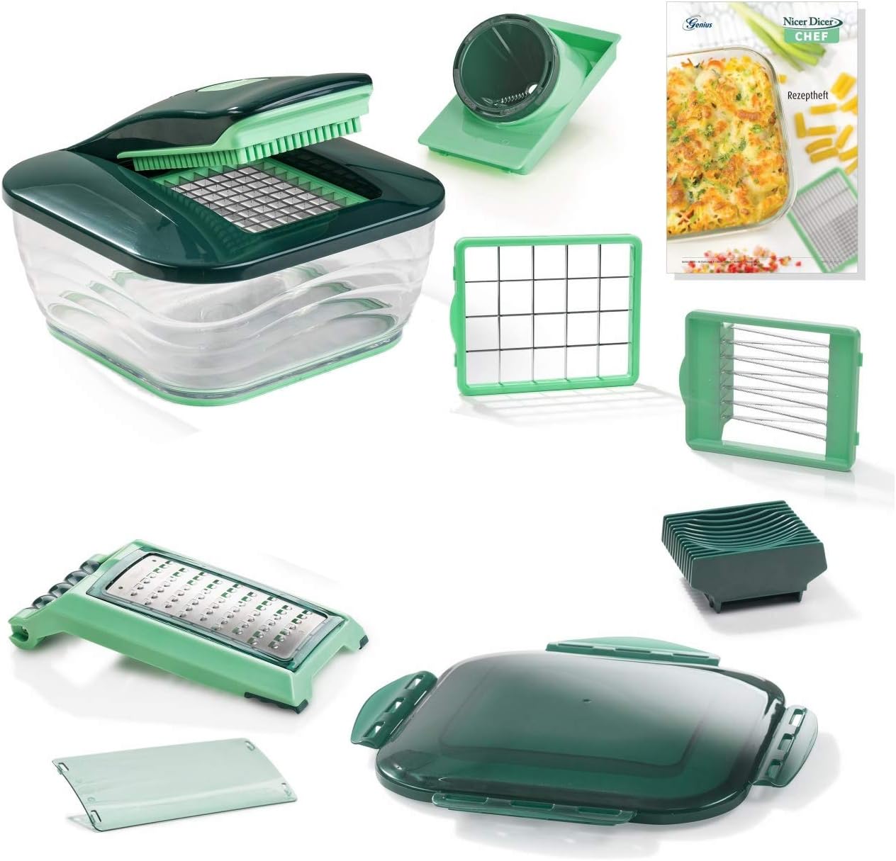 TS24Direkt SET - Genius Nicer Dicer Chef 14-teilig Grün B-Ware