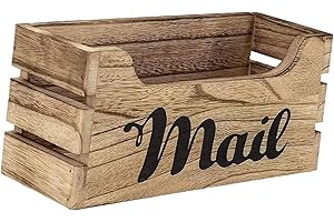 Leefasy Wooden Mail Organizer Letter Holder Mail Basket Decorative Handmade 26x10x12cm for Office Desk Tabletop Mailbox Wall 