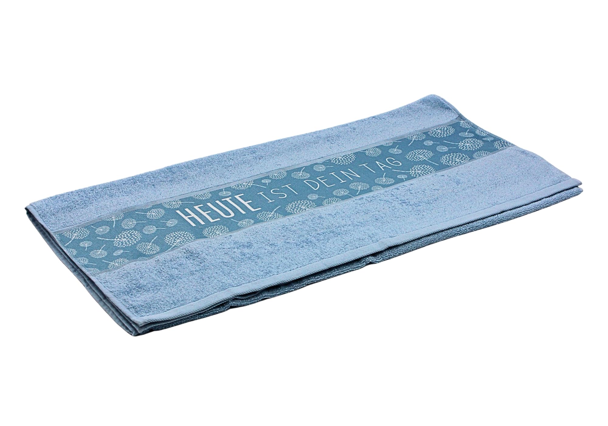 Dekohelden24 Bath Towel/Bath Towel/Beach Towel in Light Blue with German Text Heute ist Dein Tag - Heute ist Dein Tag - 100% Cotton, Size L/W: Approx. 70 x 140 cm