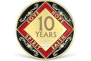 LREQASOR 10 Year NA Medallion Ten Year Recovery Chip for NA AA 12 Step Narcotics Anonymous Coin Anniversary Token Clean and Sober Gifts for Men Women Celebrating Sobriety and Addiction Recovery