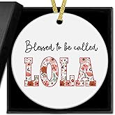 nvucamd Lola Gifts Christmas Ceramic Ornaments Decor, Lola Ornaments Gifts for Grandma Women, Grandma Haning Ornament Decorations for Christmas Tree Mothers Day Birthday
