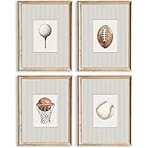 Sports Wall Art Decor Toddler Boys Room Canvas Prints Vintage Sports Nursery Wall Decor Kids Poster Football Baseball Pictures Basketball Golf Painting Artwork for Bedroom 8x10 Inch Unframed Set of 4