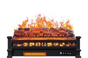 Hocookeper 26 inch Electric Fireplace Logs 750W/1500W Fireplace Insert Log Heater with Realistic Ember Bed, Adjustable 4 Flame Colors,Remote Control,Overheat Protection, Thermostat,Timer