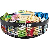 Xbopetda Snack Organizer for Countertop, Metal Turntable Organizer with Divider, 4 Compartment Snack Storage Spinning Snack Tray, Lazy Susan Snack Spinner for Snack Bar Organizer Pantry Storage-Black