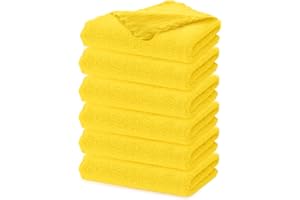 Hiflora Soft Baby Wash Cloths - 6 Pack Absorbent Microfiber Face Towels | Gentle Bathing Rags for Newborns & Toddlers, Coral Fleece, 12x12 Inches, Yellow