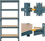 Yaheetech 2 Pack Heavy Duty 5 Tier Shelving Unit 750kg Capacity Neptune Blue view 5