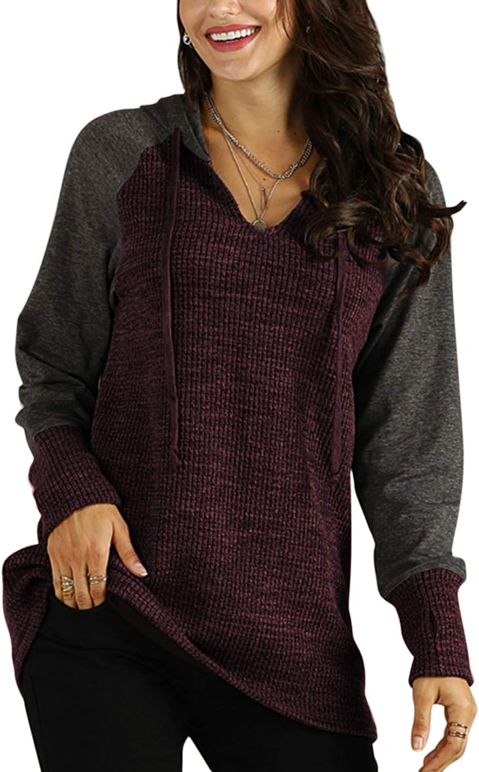 women's sweater with thumb holes