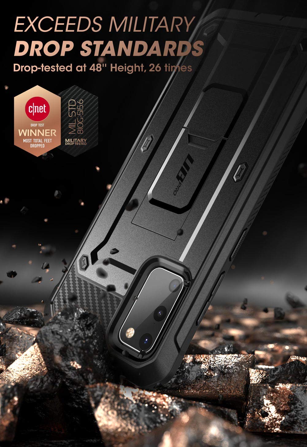SUPCASE Samsung Galaxy S20 FE 5G Case (Unicorn Beetle Pro) | with Screen Protector | Built-in Stand & Belt-Clip | Heavy Duty Full-Body Rugged Protective | Black
