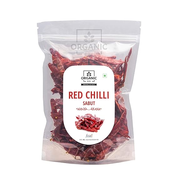 Organic Box Mathania Red Chilli Whole ( Lal Mirch Sabut ) Stemless
