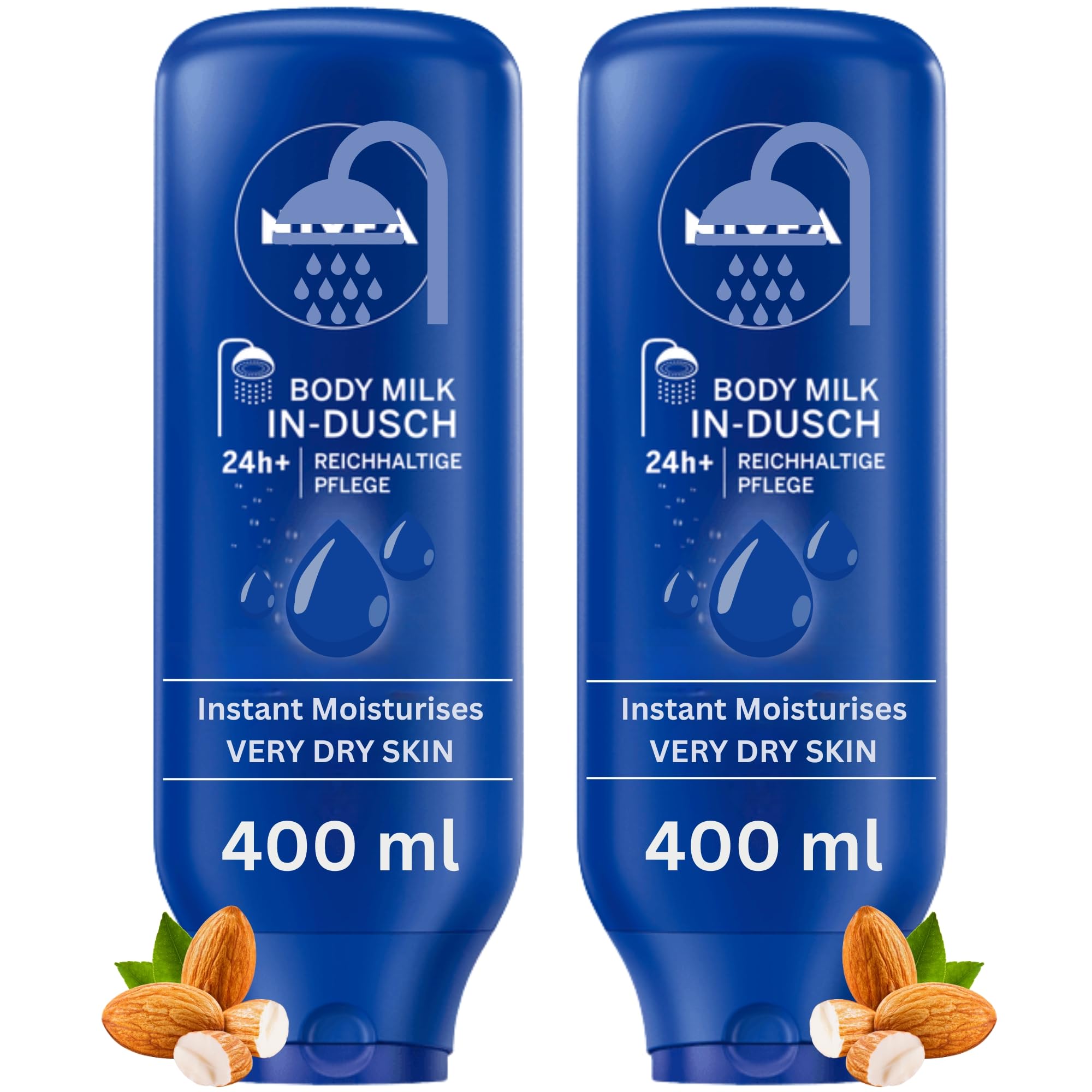 In Shower Body Moisturiser Bundle - with Moisturiser for Dry Skin 2 x 400 ml After Shower Cream for Men and Women, Water Activated Formula with 5 in 1 Complete Care