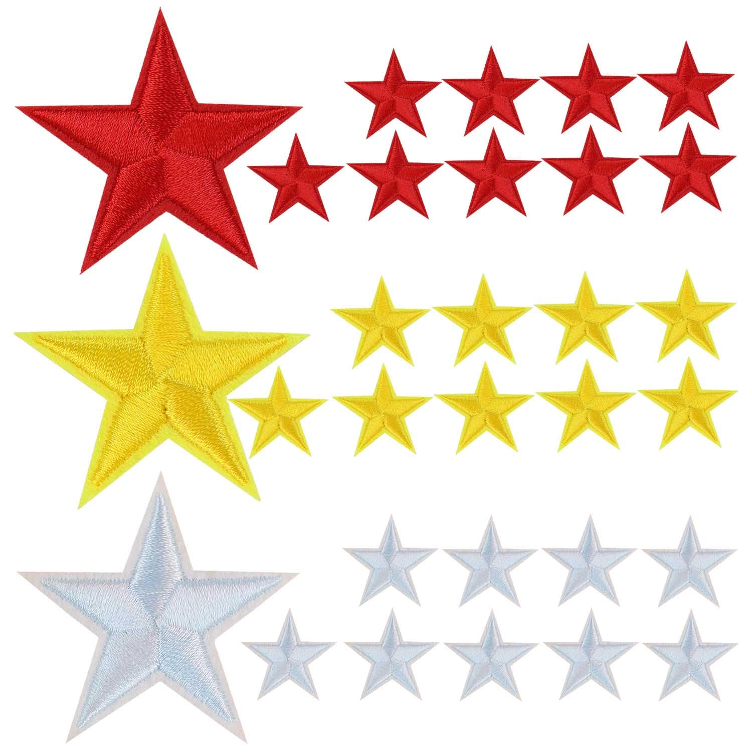 Photo 1 of 30 Pieces Star Iron on Patches Embroidered Sew On/Iron on Star Patch for Clothing Jeans Jackets Hats Backpack DIY Accessories Appliques Embellishments Clothes Decoration Repair Patches (3 Colors)