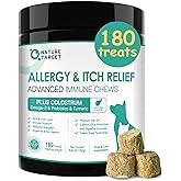 NATURE TARGET Dog Allergy Chews - Dog Allergy Relief, for Skin, Coat, Anti-Itch, Seasonal Allergies, Scratching, Pawlicking, 180 Freeze Dried Chews