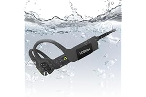 LOBKIN Bone Conduction Headphones Bluetooth 5.3 - Wireless Open Ear Headphones Built-in Mic & 32GB Memory MP3 Player, IP68 Waterproof Ultralight Sport Headphones for Swimming Running