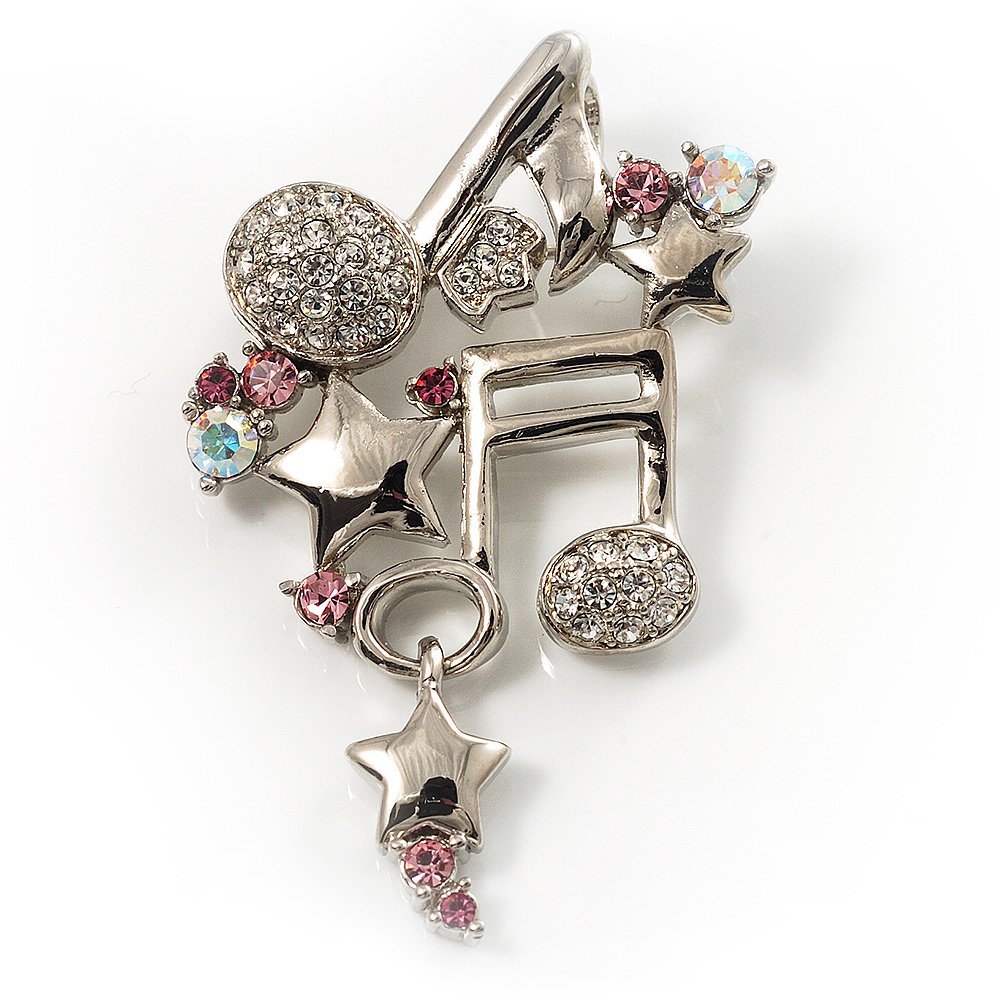 Musical Notes&Stars Crystal Brooch