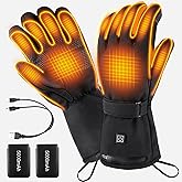 Rechargeable Heated Gloves for Men & Women - 5V 5000mAh Battery with 3 Heating Levels, Waterproof, Touchscreen & Non-Slip Electric Gloves for Skiing, Hunting, Fishing, Cycling, Outdoor Work