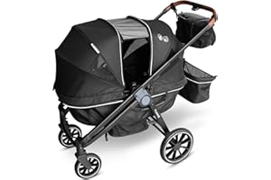 Freetex Tandem Wagon Stroller–All-Terrain 2-in-1 Push&Pull Design, Double Seat, Large Storage, Adjustable Canopy, Removable Child Tray for Kids Outdoor Adventures&Family Outings