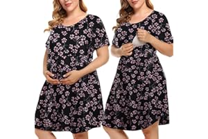 MONNURO Women's Plus Size Labor and Delivery Gown Nursing Nightgown Maternity Sleepwear Dress for Breastfeeding