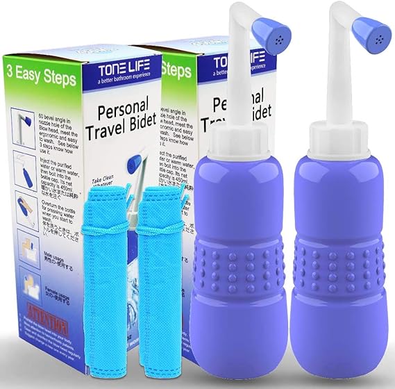2PCS Pack Portable Bidet Sprayer, 450ml Improved Travel Bidet Bottle