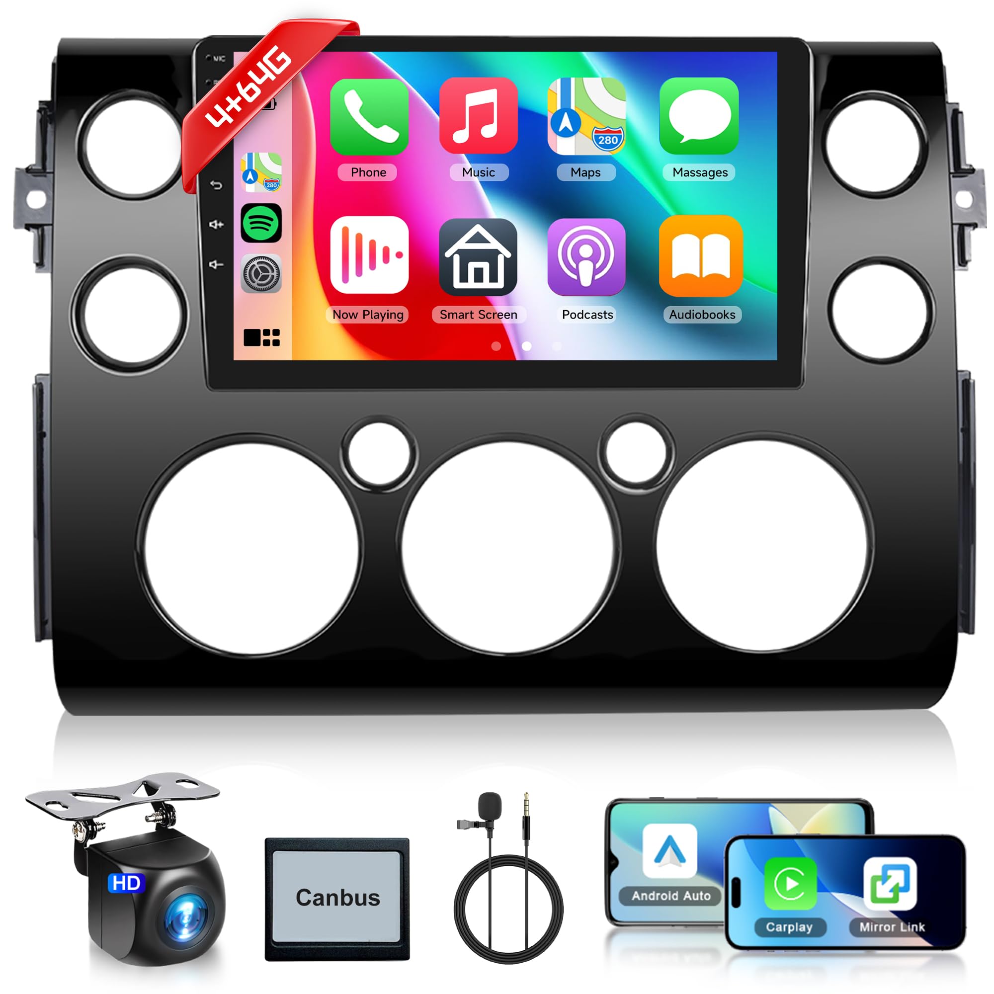 Photo 1 of Rimoody 4G+64G Android Car Stereo Radio for Toyota FJ Cruiser 2006-2023 with Wireless Carplay Android Auto, 9'' Touchscreen Head Unit GPS Bluetooth 5G-WiFi FM/RDS EQ-32 Backup Camera SWC