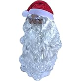 Angelaicos Santa Claus Wig Beard Hat Glasses Set Christmas Gift Long White Wig 4 pcs
