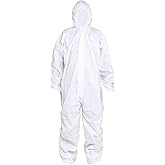 SYINE Pack of 5 Disposable Protective Coverall with Hood, Elastic Cuff for Spray Painting Cleaning Work,Breathable & Durable