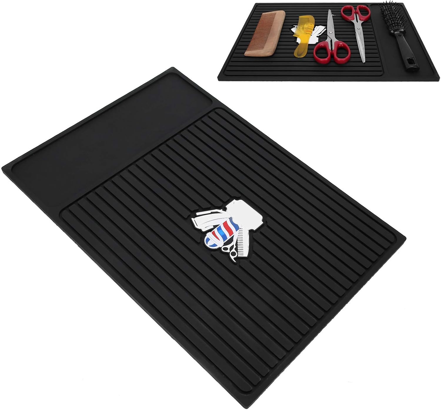 Silicone Anti-Slip Heat Resistant Station Mat for Clipper Trimmer Organizer Pad Beauty Salon Table Mat for Hairdressing Styling Dryers