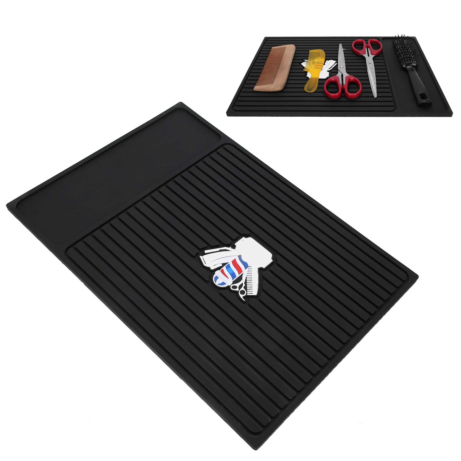 Silicone Anti-Slip Heat Resistant Station Mat for Clipper Trimmer Organizer Pad Beauty Salon Table Mat for Hairdressing Styling Dryers