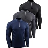 NELEUS Men's Compression Shirts 1/4 Zip Pullover Long Sleeved Running Shirts 3 Pack