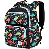 VASCHY Backpack for Boys, Kids Cute Kindergarten Preschool Children 12L Small Backpack Bookbag for School Travel Dinosaur Black