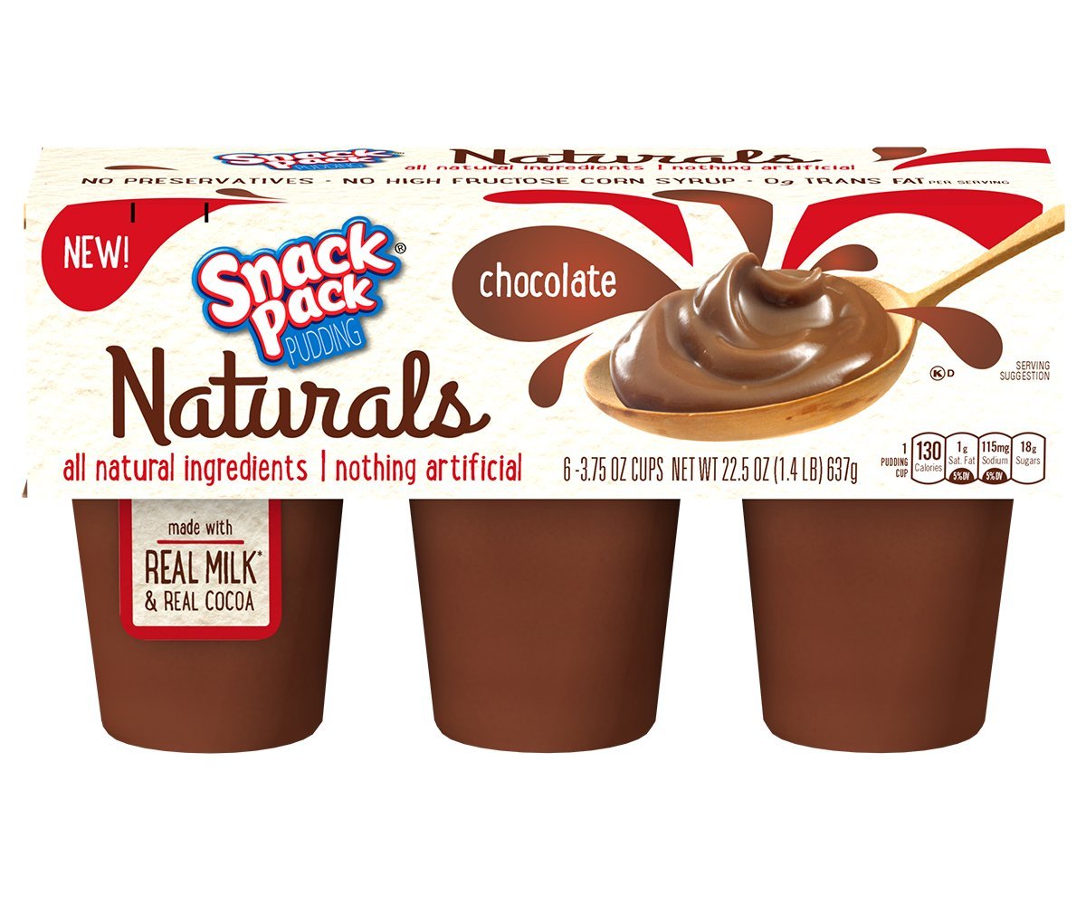 Snack Pack Vanilla Naturals Pudding Cups, 6 Count, 8 Pack