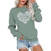 MOUSYA Kindness Heart Sweatshirt Love Heart Graphic Tees Valentine's Vibes Love Long Sleeve Shirts Tops
