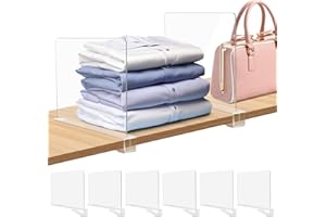 Fineonly Shelf Dividers for Closet Organization Closet Dividers for Shelves, 6PCS Clear Shelf Dividers for Clothes Purse Bag Separators Acrylic Bookshelf for Organization