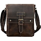 Mens Genuine Leather Casual Satchel Sling Messenger Shoulder Cross-body Bag Flap Over