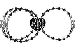 Tobestu Matching Puzzle Heart Bracelets for 3 Friendship/Sister/Mommy Daughter Daddy Gifts Best Friend Bracelets for Women