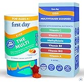 First Day Kids Multivitamin Gummies Age 4+, Strawberry & Orange - Kids Vitamins Multivitamin Gummy A C D3 K2 B1 B2 B6 B12 Folate, Immunity & Brain Function, Vegan - 30 Day Supply, Packaging May Vary