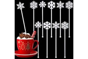 Potchen 30 Pcs Snowflake Coffee Stirrers Winter 6 Inch Christmas Cocktail Picks Snowflake Drink Swizzle Sticks Reusable Drink Stirrers Hot Cocoa Chocolate Stick Supplies for Cocktail Xmas Party Decor