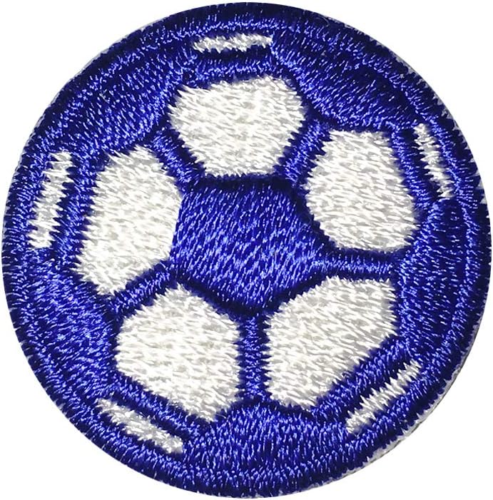 Soccer Ball Iron on Patch Blue/White 10-Pack