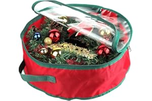TITA-DONG 1Pcs Christmas Wreath Storage Bag,Portable Artificial Wreaths Organizer Container with Dual Zippered Transparent Window & Handles 20 Inch (16inch/1pcs)