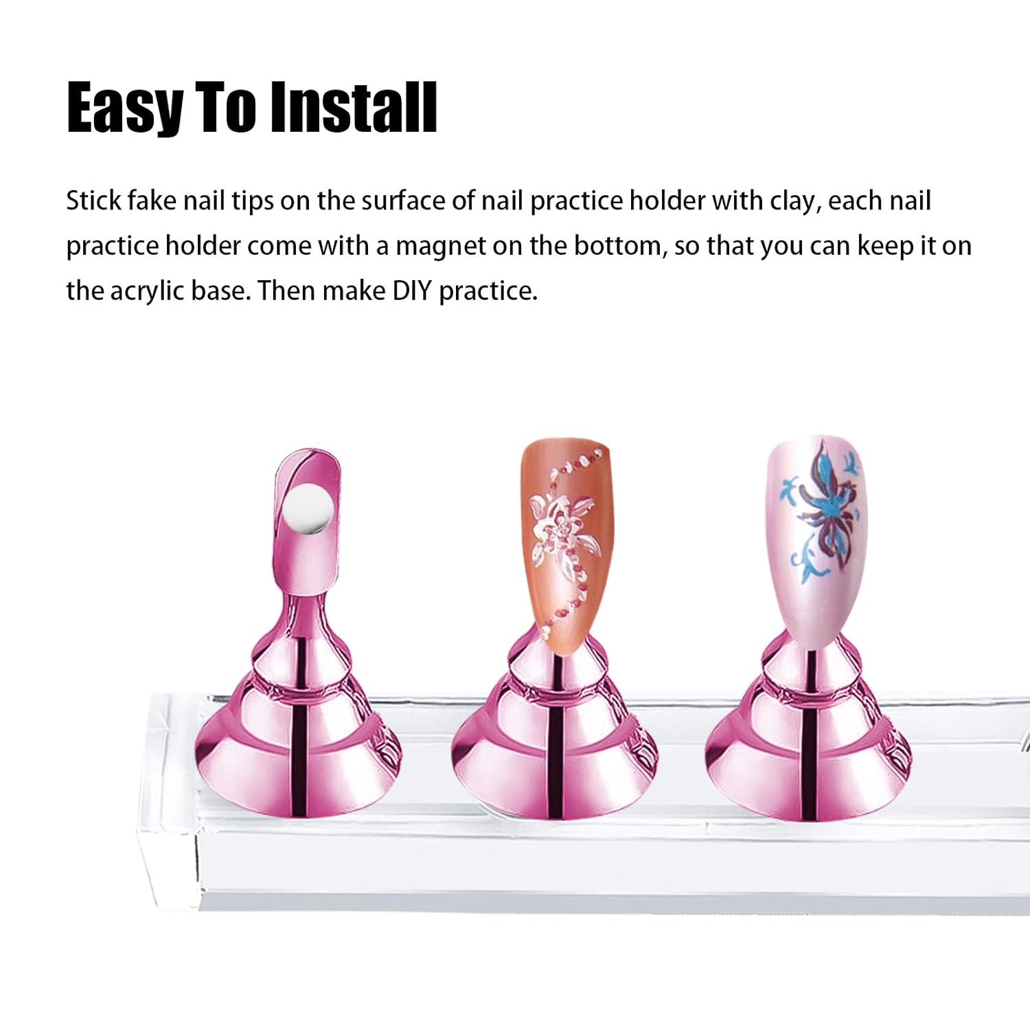 2 Sets Pink Nail Stand for Press on Nails Display, Magnetic Fake Nails Holder for Painting Nails Practices, Beginner Acrylic Nail Art Kit Accessories, Nail Salon Equipment and Decor : Beauty