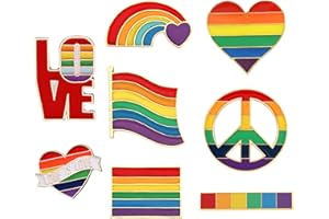 Hananona 8 Pcs Pride Gay Rainbow Flag Lapel Pins Enamel LGBT Lapel Pins Rainbow Brooch LGBTQ Decoration for Clothes and Bags