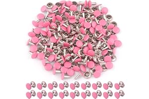 YEWIN 9mm Pink Tubular Double Cap Rivets - Metal Button Round Rivet,Rivet Studs for Purse Bags Handbags Shoes Belts Leather Craft Repair (Pink 50pcs)