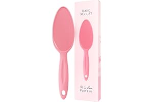 Bare August Glass Foot File Callus Remover for Feet - Heel Scraper & in Shower Foot Scrubber Dead Skin Remover - Pedicure Foot Buffer for Soft Feet (with Handle, Pink)