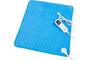 JKMAX Electric Heating Pad for Back/Neck/Shoulder/Leg/Arm Pain Relief with 10 Heat Settings, (20" x 24") Large Heating Pads for Cramps, Auto Shut-Off, Moist Dry Heat Options, Machine Washable Blue