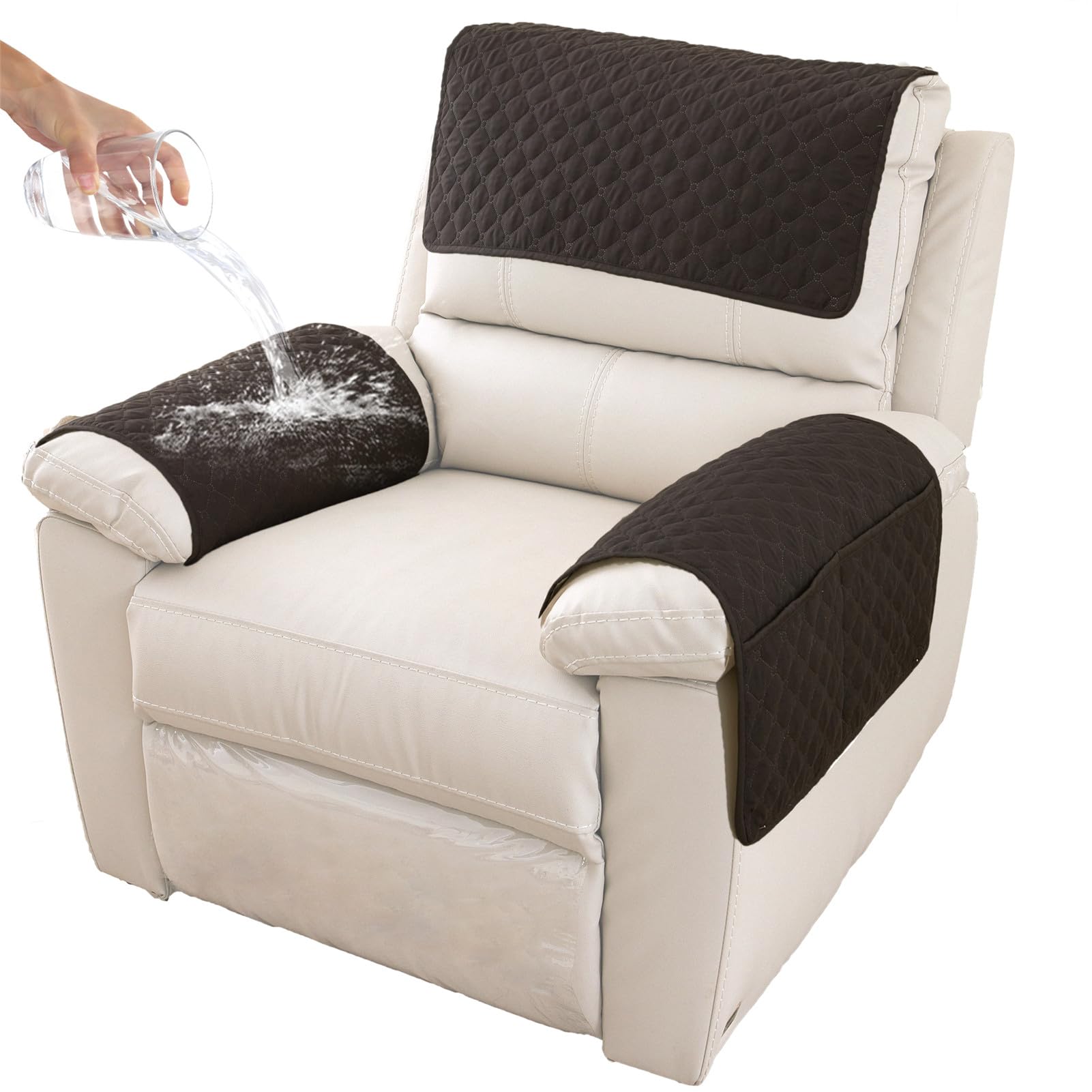 GYHH Sofa Armrest Cover, Headrest Cover for Recliner Chair Arm Cover,Armchair Slipcover Nonslip Quilted Furniture Protector for Pets Leather Sofa Couch