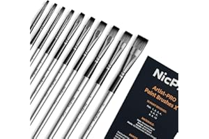 Nicpro 10 PCS Flat Paint Brush Set, Art Painting Brushes for Acrylic, Watercolor, Oil, Gouache, Craft, Detail, Face Body Painting, Base Coating, Artist Paintbrush Kit for Kid & Adult